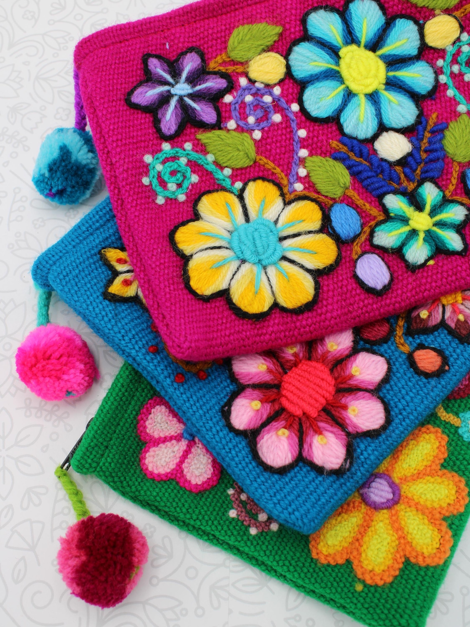 Handcrafted Boocha Wool Pouch, Embroidery Pouch, Boho Ethnic Purse, Handmade Pencil Case ...