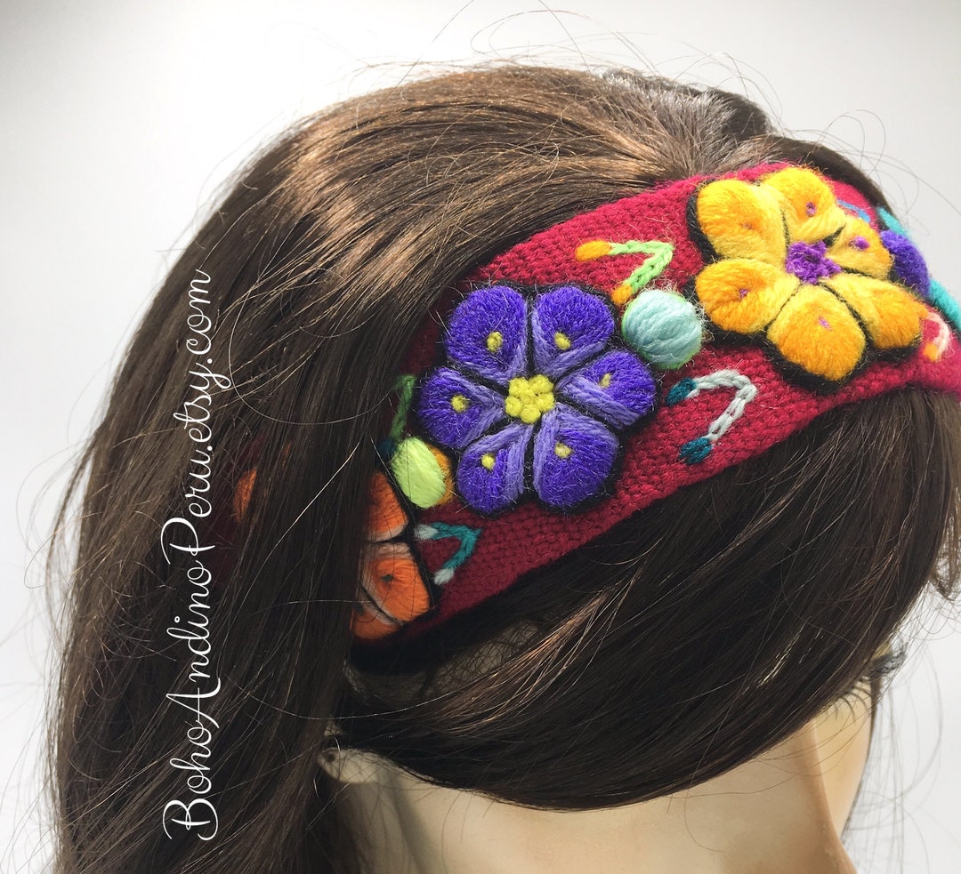 Peruvian Embroidered Headband Andean Floral Headband - Etsy