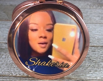 Kundenspezifische Kompaktspiegel | Foto Taschenspiegel | SilberNer Kompaktspiegel | Personalisiert mit Deinem Foto | RoseGold Spiegel | Individuelle Geschenkideen
