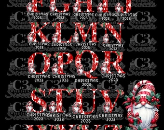 Christmas Alphabet Clipart | Family Christmas 2023 | 26 High Quality PNGs| Christmas Letters Alphabet with Reindeer | Digital PNG