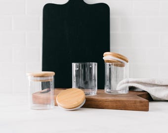 Bamboo Spice Jars, Spice Jars, Wooden Lid Spice Jars, Glass Spice Jars, Bamboo Lid Glass Jars, Spice Jar with Bamboo Lid, Glass Jars, 200 ml