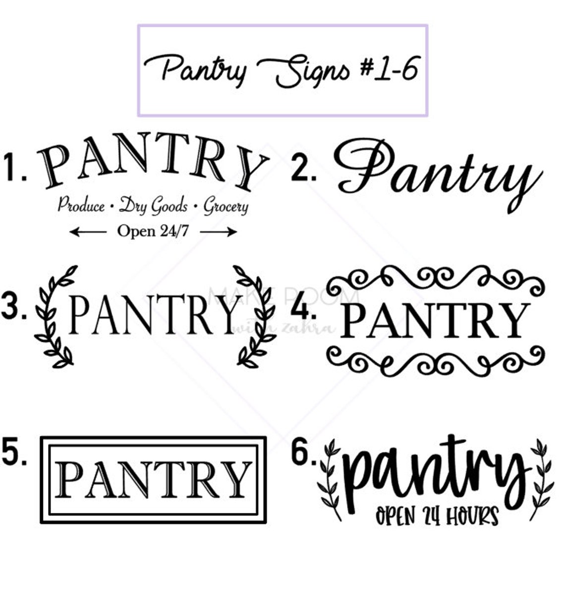 6 Options Pantry Sign Pantry Decal Pantry Door Decal Etsy