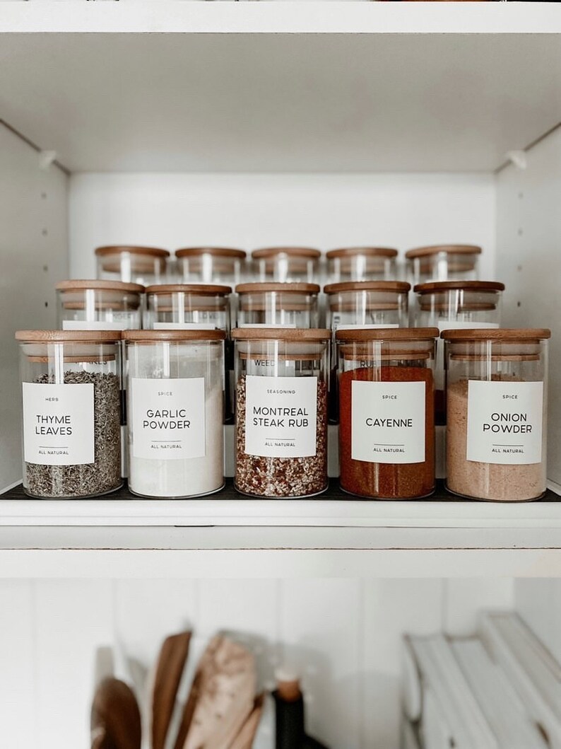 Bamboo Spice Jars Wooden Lid Spice Jars Glass Spice Jars Etsy Canada