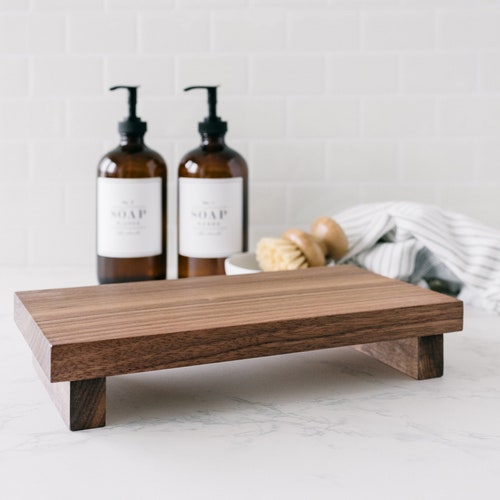 Counter Wooden Tray Rectangle Wooden Riser Stand Wood - Etsy