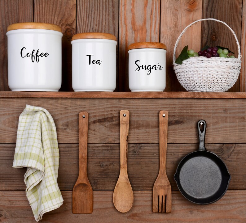 Kitchen Canister Labels Kitchen Canister Decals Kitchen Etsy