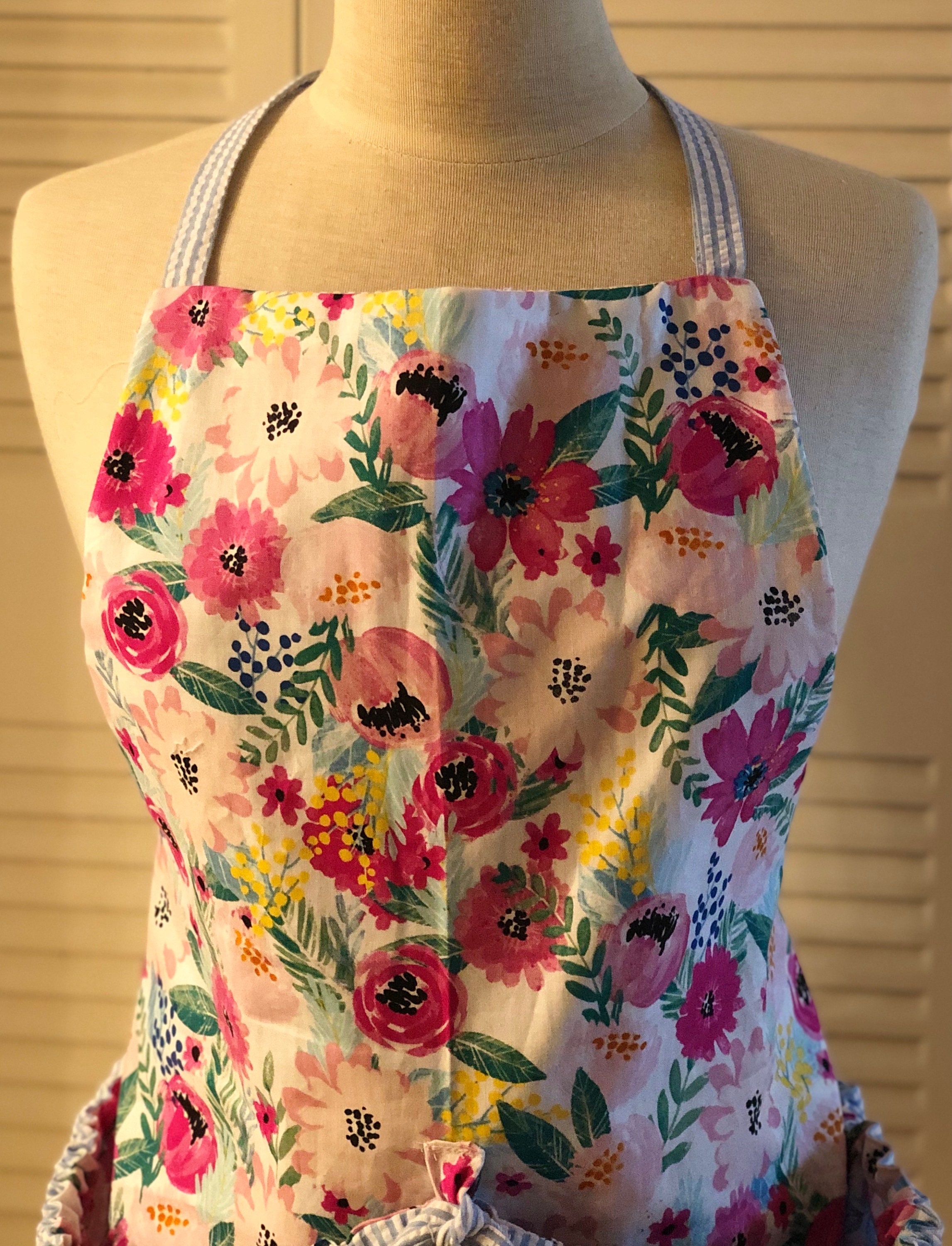 Full Length Gathering Apron-foraging Apron-spring Floral - Etsy