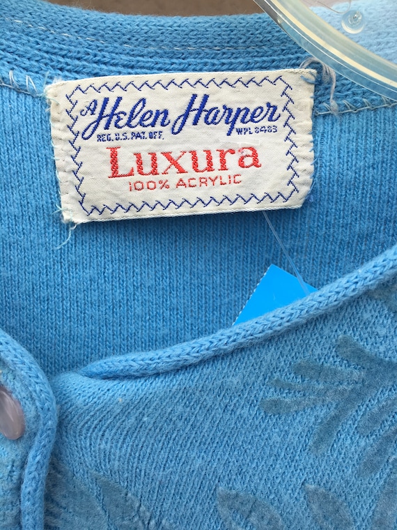 Vintage 50's Helen Harper Luxura Blue Button Up C… - image 2