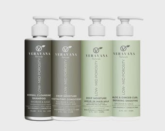 Porosity Perfection Set | Low Porosity Hair Care Bundle | Lightweight Hydration and Curl Definition | Vegan and Natural 4-Piece Kit
