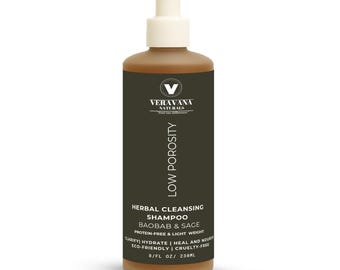 Low Porosity Herbal Cleansing Shampoo for Natural Hair, Lightweight Moisturizing Cleanser, Veravana Naturals