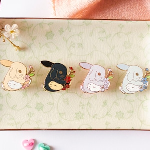 Sakura Bunny Enamel Pin - Cherry Blossom Festival Rabbit Pin - Cloisonné Badge