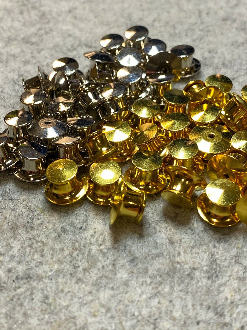 Locking Pin Backs Silver Gold Secure Lapel Pin Back Etsy