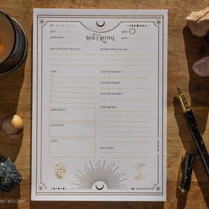 Daily Ritual A5 Planner Gold Foil Notepad - Witchy Gothic Stationery ADHD Habit and Mood Tracker Journal Pad