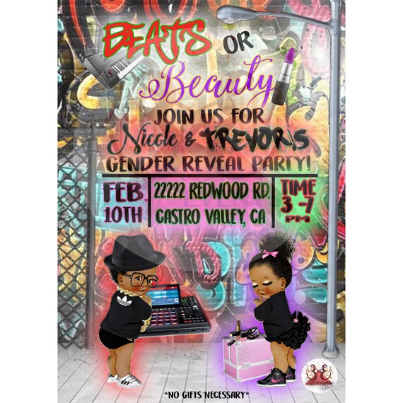 Hip Hop Gender Reveal Invitation Etsy