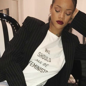 An Original We Should ALL BE FEMINISTS T-Shirt / Faded Distressed Font / Unisex Tee Worn by Rihanna & Jennifer Lawrence / Christian Dior