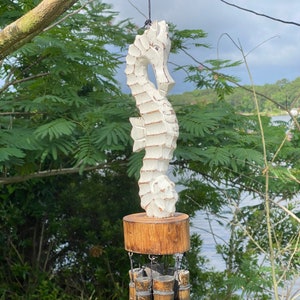 Sea Horse Wind Chime Hand carved and Made.&quot; Oceans Father Of The Year&quot;