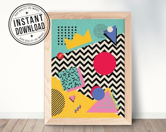 90s RETRO ART, imprimible, printable digital poster, instant download, wall art print