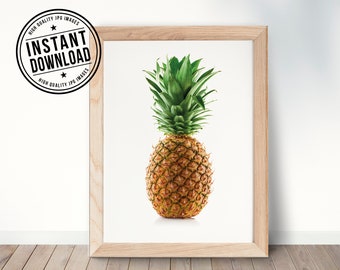 PINEAPPLE minimalist, piña minimal, with white background wall art print