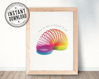 SLINKY, colorful, imprimible, printable digital poster, instant download, wall art print