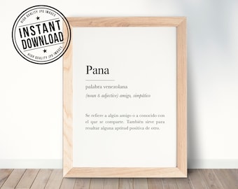 PANA Diccionario venezolano, venezuelan definition with white background wall art print