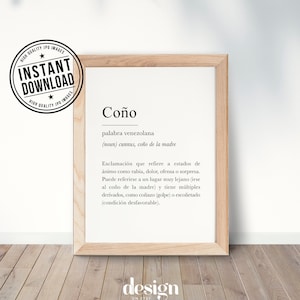 COÑO Diccionario venezolano, venezuelan definition with white background wall art print