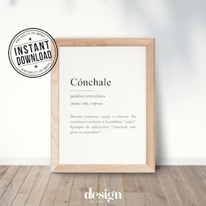 CÓNCHALE Diccionario venezolano, venezuelan definition with white background wall art print