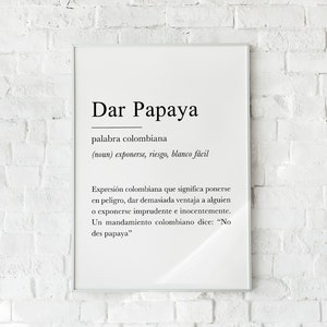 DAR PAPAYA Diccionario colombiano, définition colombienne avec impression dart murale sur fond blanc image 5