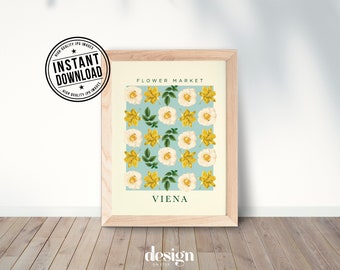 Flower Market VIENA Print / Digital Download / Printable Wall Art / Floral Art Print /Trendy Wall Art