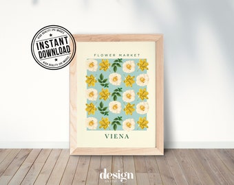 Flower Market VIENNA Print / Digital Download / Printable Wall Art / Floral Art Print /Trendy Wall Art