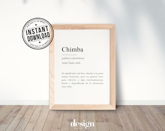CHIMBA Diccionario colombiano,colombian definition with white background wall art print