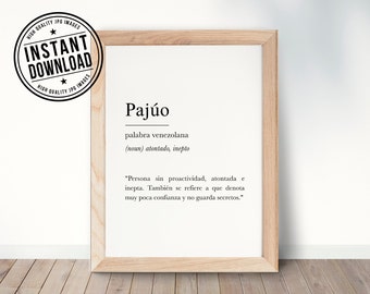 PAJUO Diccionario venezolano, venezuelan definition with white background wall art print