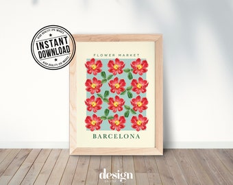 Flower Market BARCELONA Print / Digital Download / Printable Wall Art / Floral Art Print / Trendy Wall Art