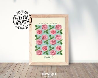 Flower Market PARIS Print / Digital Download / Printable Wall Art / Floral Art Print /Trendy Wall Art