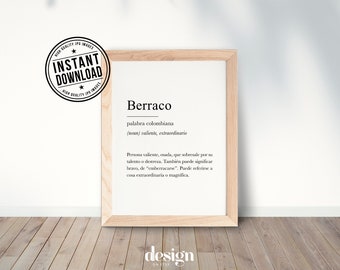 BERRACO Diccionario colombiano, colombian definition with white background wall art print