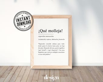 QUE MOLLEJA Diccionario venezolano, venezuelan definition with white background wall art print