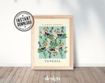 Flower Market VENEZIA Print / Digital Download / Printable Wall Art / Floral Art Print /Trendy Wall Art