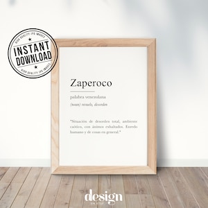 ZAPEROCO Diccionario venezolano, venezuelan definition with white background wall art print