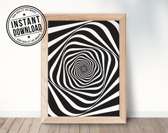 OPTICAL ILLUSION ROUNDED, abstract, geometric, minimalist, with white background wall art print