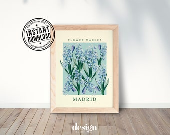 Flower Market MADRID Print / Digital Download / Printable Wall Art / Floral Art Print /Trendy Wall Art