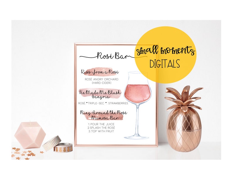 Rosé Bar Drink Menu Bridal Shower Drink Station Sign Etsy