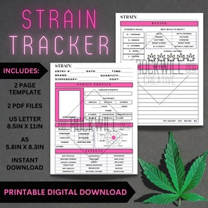 Cannabis Strain Tracker 2 Page Template Journal Etsy