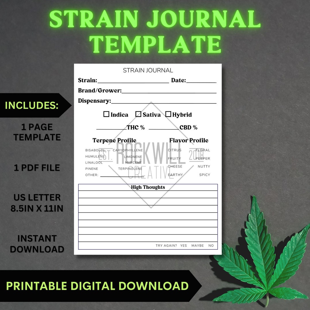 Cannabis Strain Journal Template 1 Page Tracker Printable Download Weed Cannabis Strain Journal Template 1 Page Tracker Printable Download Weed