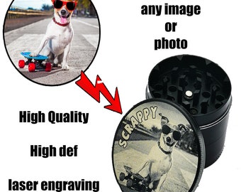 Custom Engraved Metal Grinder Tobacco Herb 50mm 4 Part Any Photo Engraved UK personalised