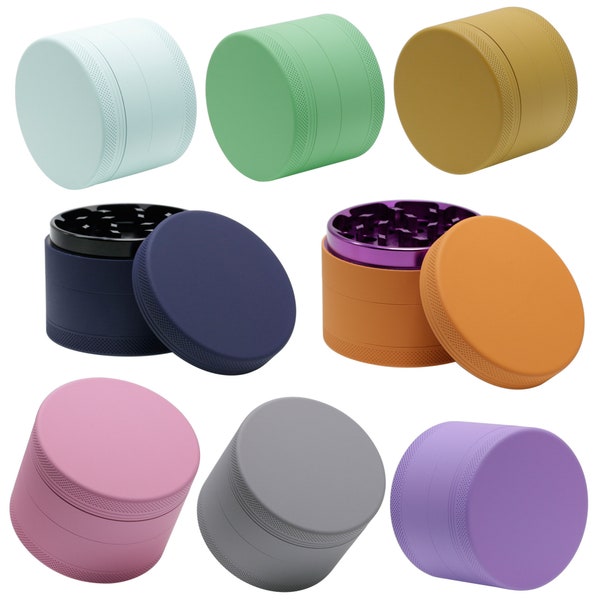 63mm Premium Soft Touch 4 Part Leaf Tobacco Herb Metal Aluminium Herb Magnetic Grinder Silicone Coated