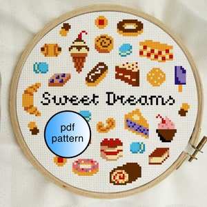Sweet Dreams Desserts Cross Stitch pdf Pattern