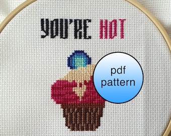 Arcane Caitlyn Hot Cupcake Cross Stitch pdf Pattern