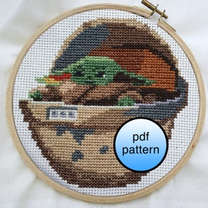 Baby Alien in Pod Fan Art Inspiriert von Star Wars Cross Stitch pdf Muster