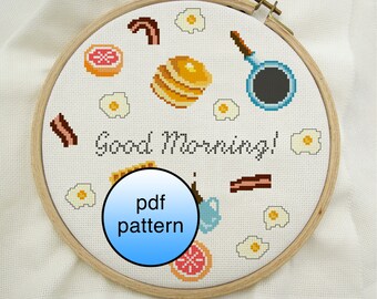 Breakfast Good Morning Cross Stitch pdf Pattern
