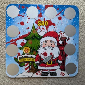 Crime scene Santa scratch off savings challenge