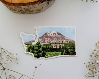 Mount Rainier National Park Washington - Waterproof Die Cut Vinyl Sticker