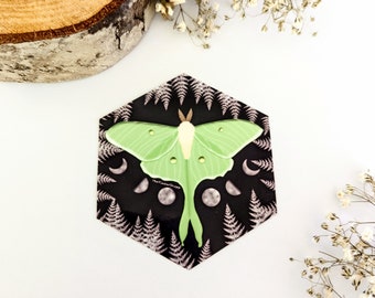 Luna Moth Sticker, Vinyl sticker, Holographic Sticker, Die cut sticker, Water proof sticker, water bottle/laptop decal